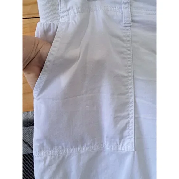 Dash Womens Size XL White Cargo Pants XL Stretch Cotton Blend Summer Beachy - Picture 2 of 8